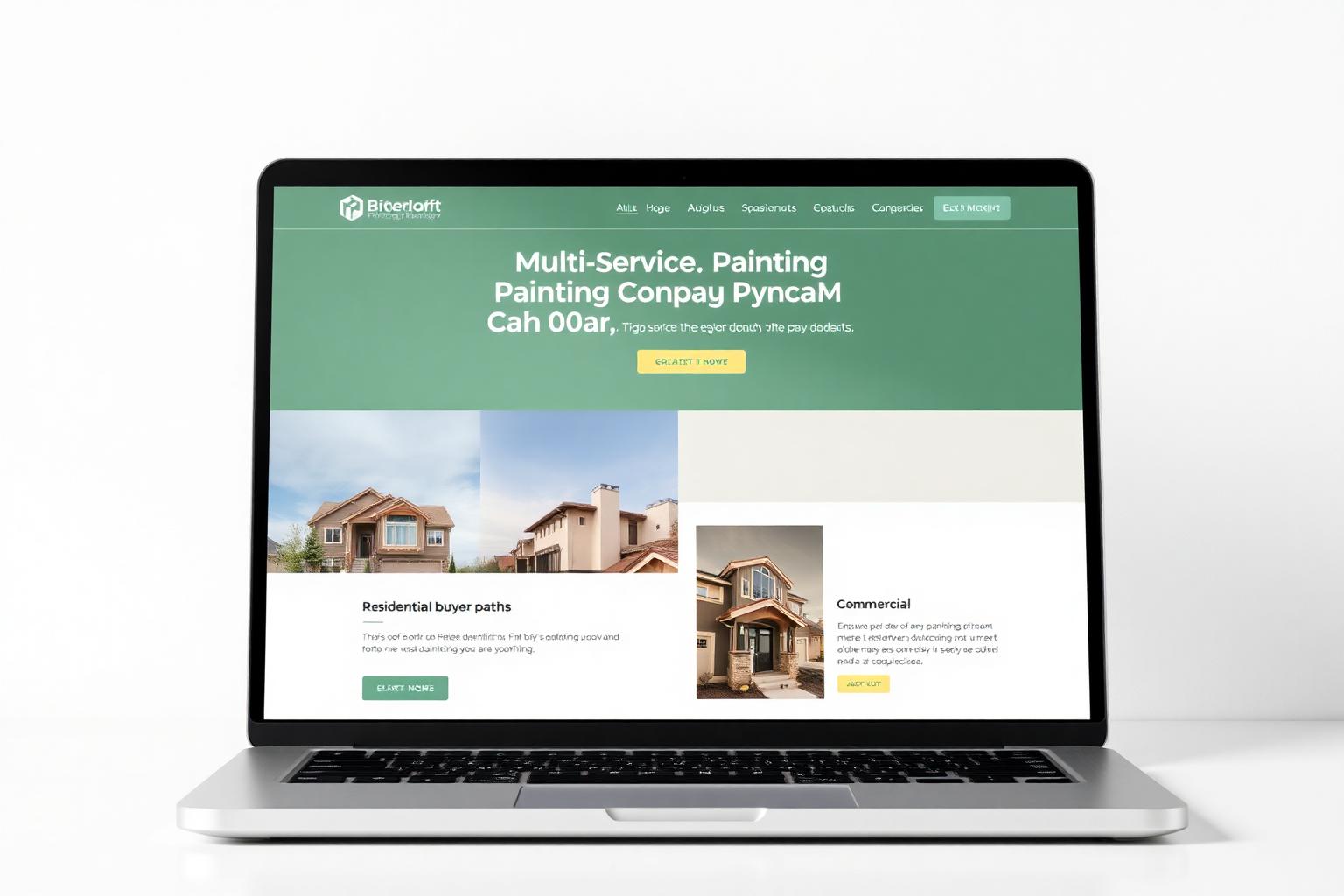 Fictional multi-service painting company website concept with separate residential and commercial customer journeys